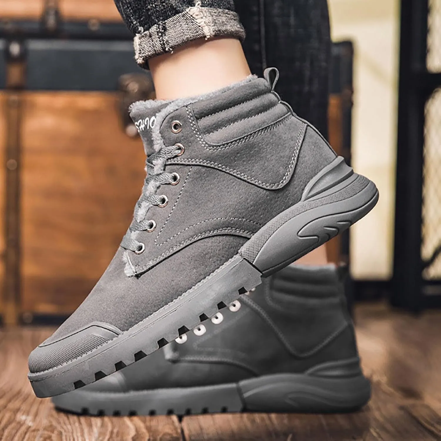 Work Boots for Men Waterproof Hiking Sneakers Zip Up Fur Lined Women's Safety Shoes Food Service Outdoor Botas Waterproof Soft Toe Work Hike Grounded Footwear