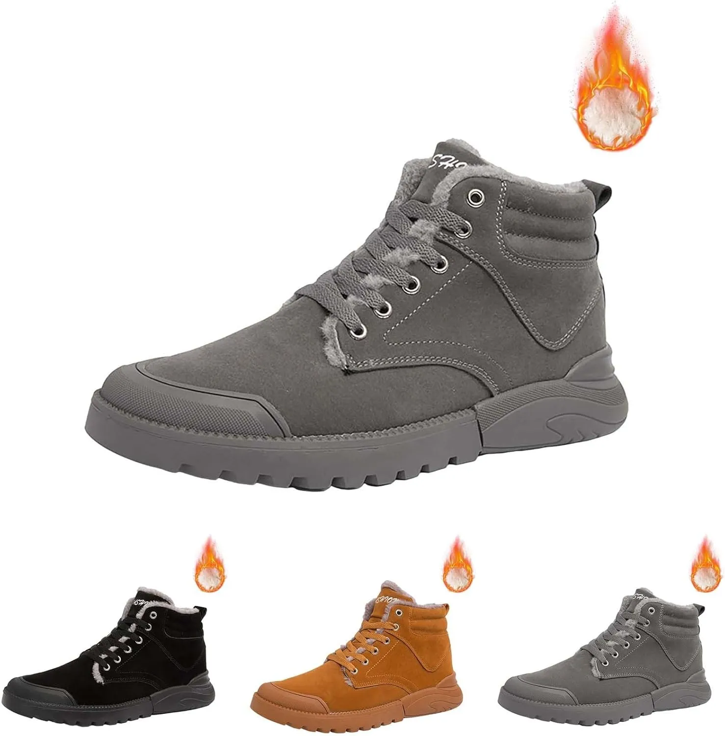 Work Boots for Men Waterproof Hiking Sneakers Zip Up Fur Lined Women's Safety Shoes Food Service Outdoor Botas Waterproof Soft Toe Work Hike Grounded Footwear