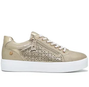 XTI Ladies Lace Laser Cut Zip Side Sneaker