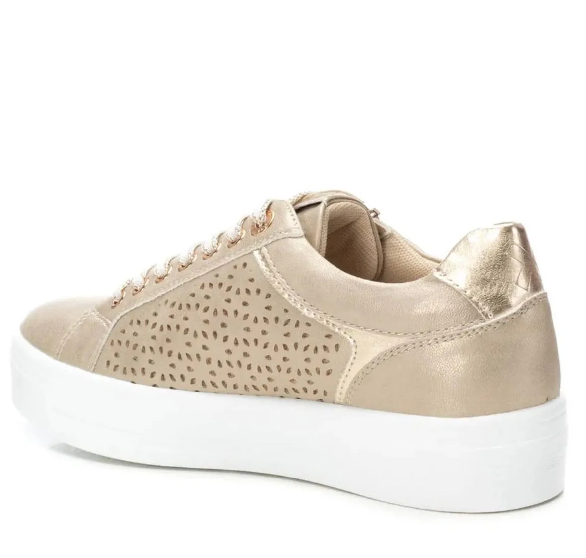 XTI Ladies Lace Laser Cut Zip Side Sneaker
